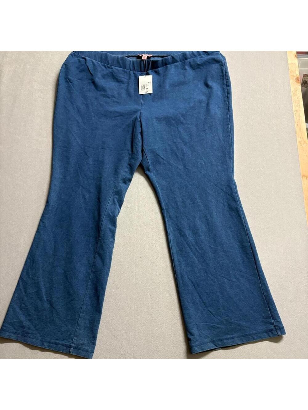 Juicy Couture Forever 21 Blue Denim Look Flare Pants Plus Size 3X Rhinestone NWT